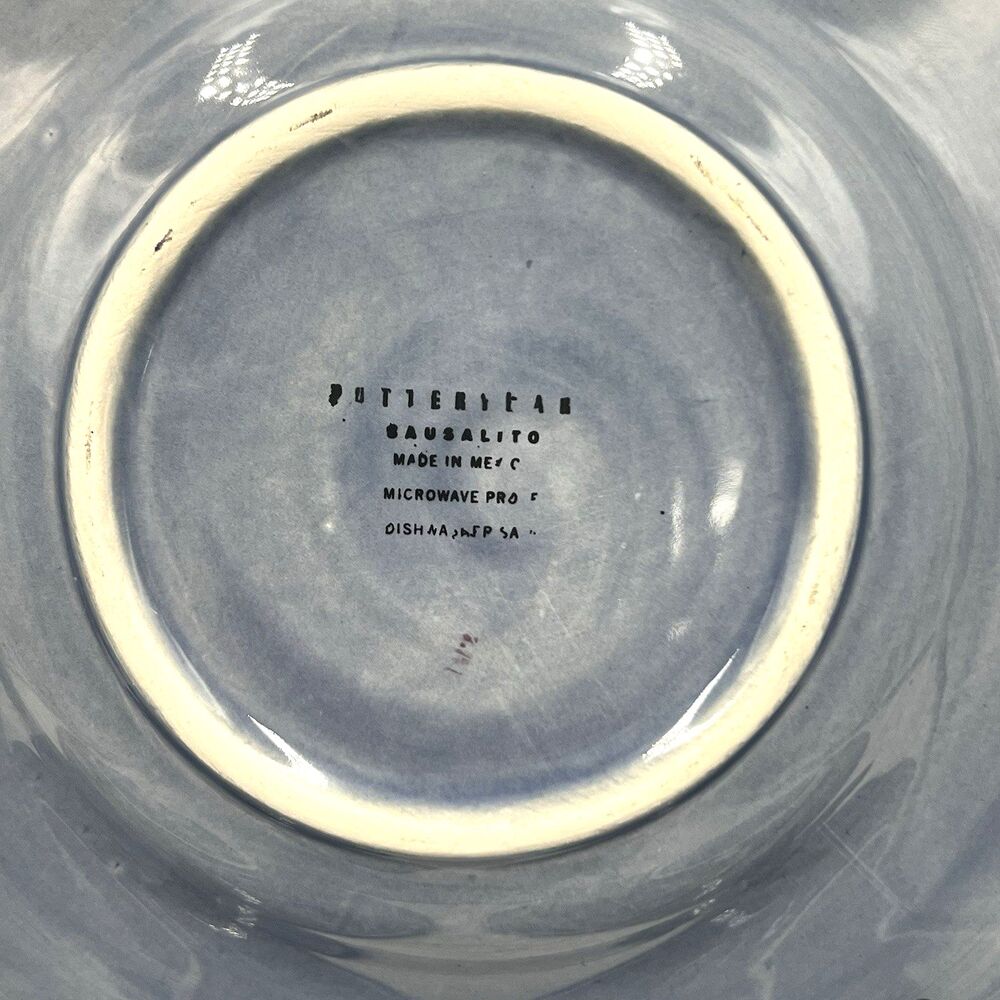 4 Salad Plates Pottery Barn Sausalito Slate Blue Deep Rim Bowl Blates 10" - Picture 4 of 7